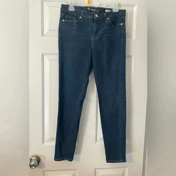 Anne Klein Dark‎ Blue Jeans Mid Rise Skinny Size 12 - Picture 1 of 12